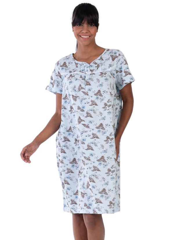 Camasa de noapte, dama, Vienetta, model Fresh, bumbac, albastru