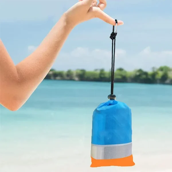 Prosop pentru plaja, MENZ, Towel Beach, impermeabil, anti nisip si multifunctional, ideal pentru familie, portocaliu/albastru, nylon, 200 x 210 cm - imagine 4