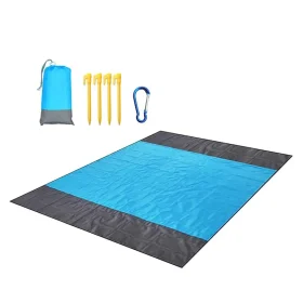 Prosop pentru plaja, MENZ, Towel Beach, impermeabil, anti nisip si multifunctional, ideal pentru familie, albastru/gri, nylon, 200 x 210 cm