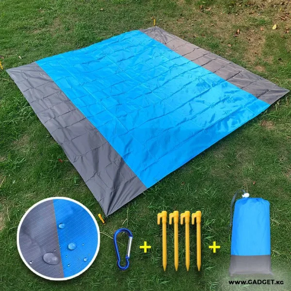 Prosop pentru plaja, MENZ, Towel Beach, impermeabil, anti nisip si multifunctional, ideal pentru familie, albastru/gri, nylon, 200 x 210 cm - imagine 8