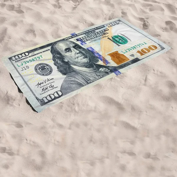 Prosop plaja, MENZ, model Dollar USA, 70 x 140 cm, multicolor - imagine 3