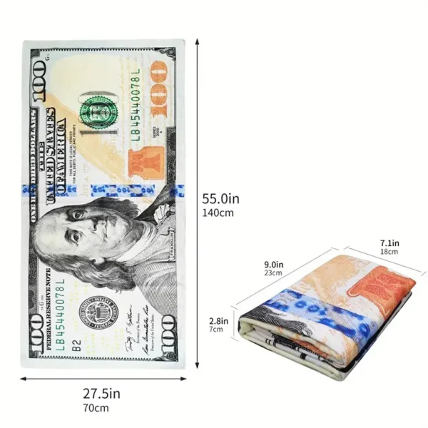 Prosop plaja, MENZ, model Dollar USA, 70 x 140 cm, multicolor - imagine 2