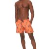 Pantaloni de plaja barbati, MENZ®, model Palms, buzunare, imprimeu, portocaliu
