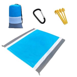 Prosop pentru plaja, MENZ, Towel Beach, impermeabil, anti nisip si multifunctional, ideal pentru familie, albastru/alb, nylon, 200 x 210 cm