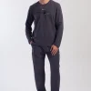 Pijamale barbati, Vienetta Man, Unknown Location, bumbac, usor vatuit, mansete, buzunare, gri