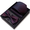 Set elegant 4 piese, MENZ®, model Class, cravata, papion, batista, butoni, bleumarin/visiniu