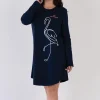 Camasa de noapte Vienetta, Let flamingo, bumbac, bleumarin