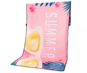 Prosop de plaja, MENZ®, Hi Summer, 175 x 75 cm, roz/albastru