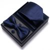 Set elegant 4 piese, MENZ®, model Class, cravata, papion, batista, butoni, indigo