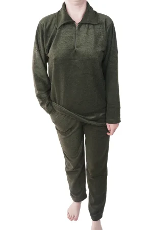 Pijamale dama, Baray, model Lara Green, usor vatuit, bumbac, buzunare, kaki