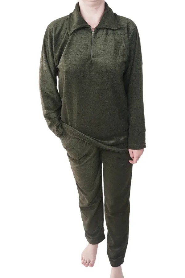 Pijamale dama, Baray, model Lara Green, usor vatuit, bumbac, buzunare, kaki