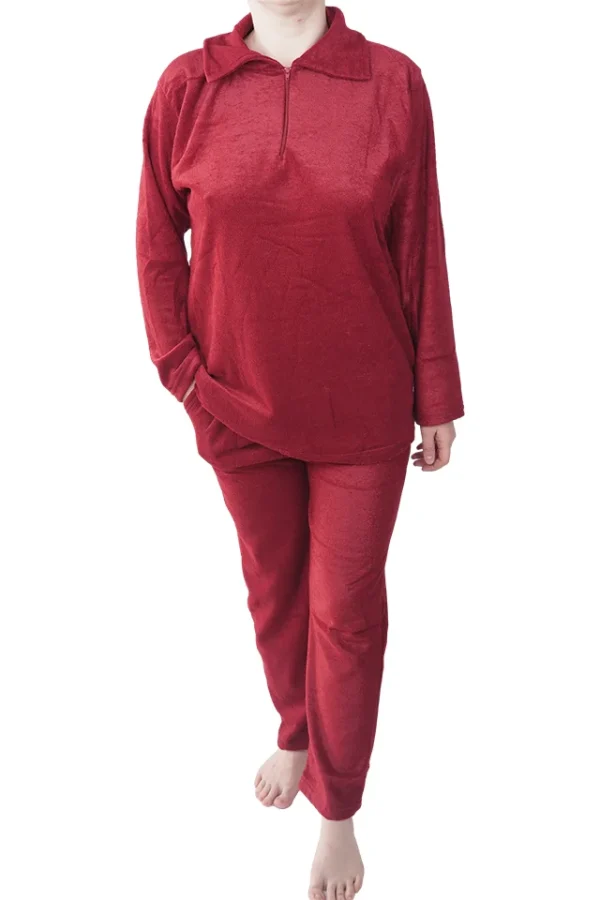Pijamale dama, Baray, model Lara Cherry, usor vatuit, bumbac, buzunare, visiniu inchis