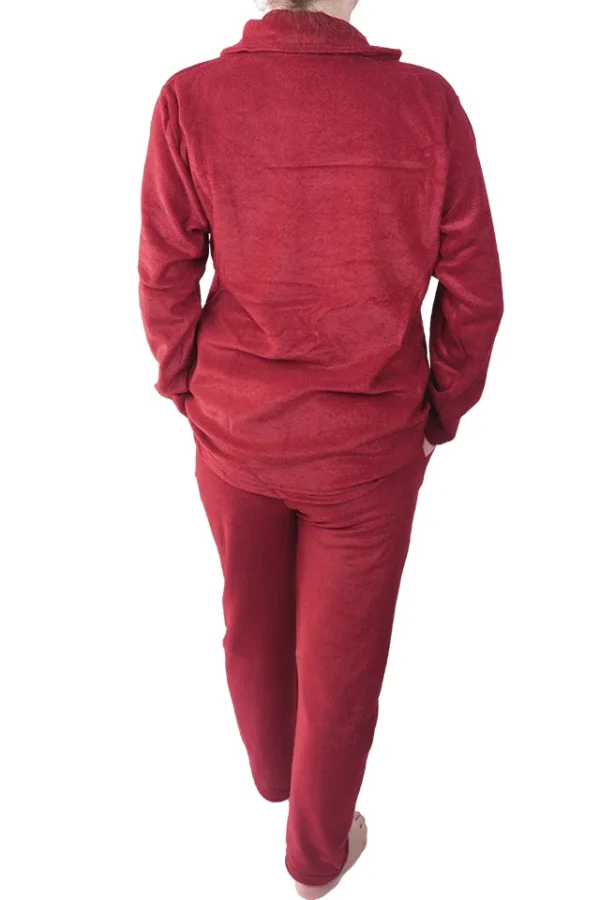 Pijamale dama, Baray, model Lara Cherry, usor vatuit, bumbac, buzunare, visiniu inchis - imagine 2