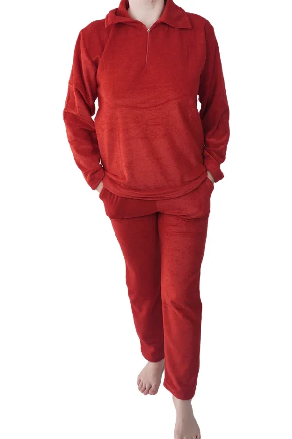 Pijamale dama, Baray, model Lara Red, usor vatuit, bumbac, buzunare, rosu