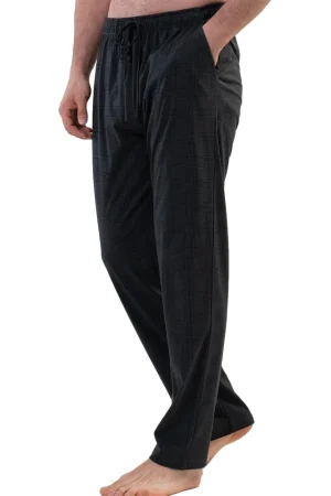 Pantaloni de pijama barbati, Gazzaz by Vienetta, model Fine Line, buzunare, carouri, negru