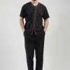 Pijamale Barbati, Gazzaz by Vienetta, model Spotted NYK, bumbac, nasturi, buzzunare, negru