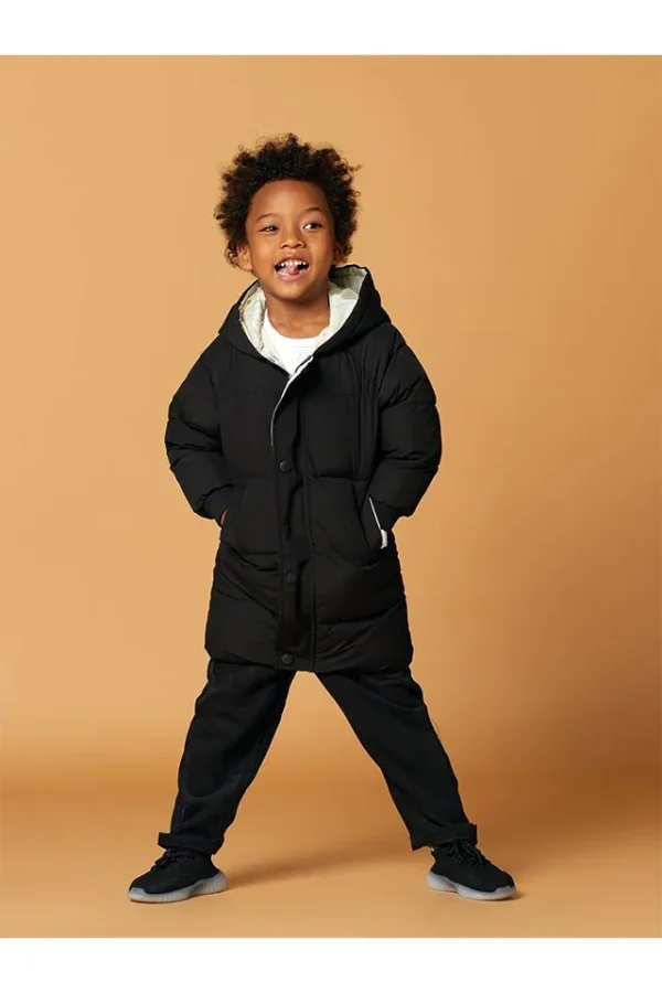 Geaca copii, MENZ®, model Velega, gluga, buzunare, negru, 5-6 ani - imagine 3