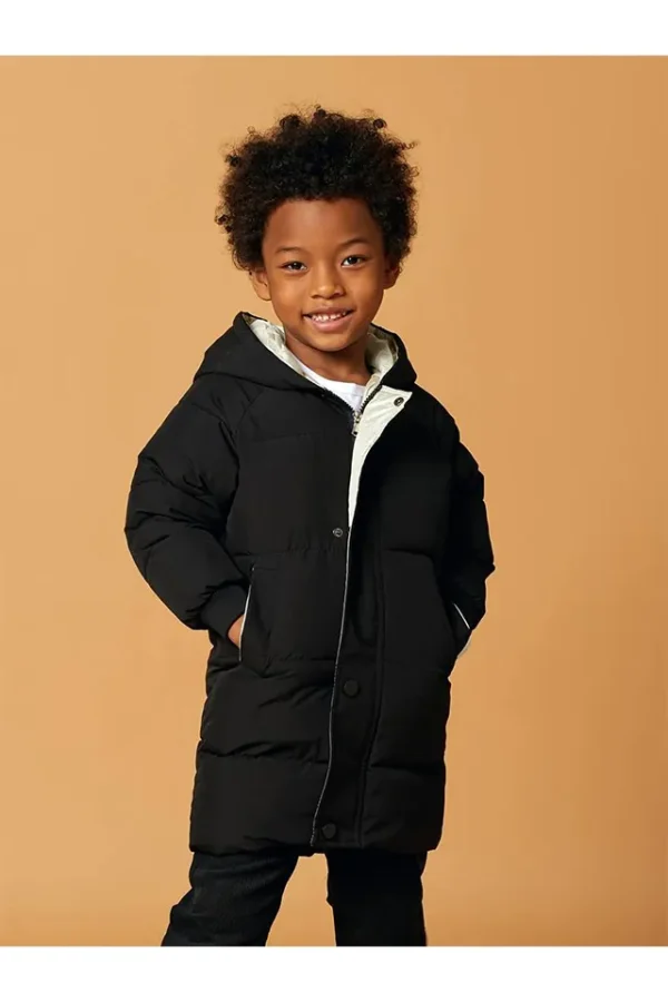 Geaca copii, MENZ®, model Velega, gluga, buzunare, negru, 5-6 ani - imagine 7