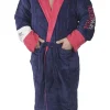Halat de baie barbati, MENZ®, model G-N America, buzunare, gluga, cordon, bumbac, , bleumarin/rosu, XL