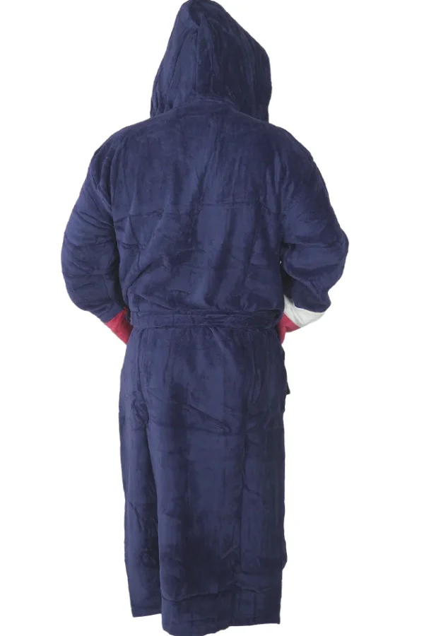 Halat de baie barbati, MENZ®, model G-N America, buzunare, gluga, cordon, bumbac, , bleumarin/rosu, XL - imagine 2