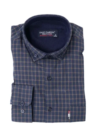 Camasa barbati, Dast Cardin, model Uno, casual, bumbac 100, clasic, buzunar la piept, nasturi la guler, bleumarin