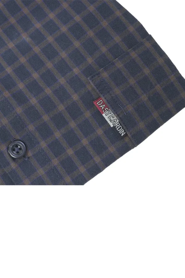 Camasa barbati, Dast Cardin, model Uno, casual, bumbac 100, clasic, buzunar la piept, nasturi la guler, bleumarin - imagine 3
