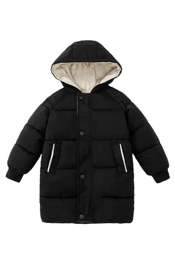Geaca copii, MENZ®, model Velega, gluga, buzunare, negru, 5-6 ani