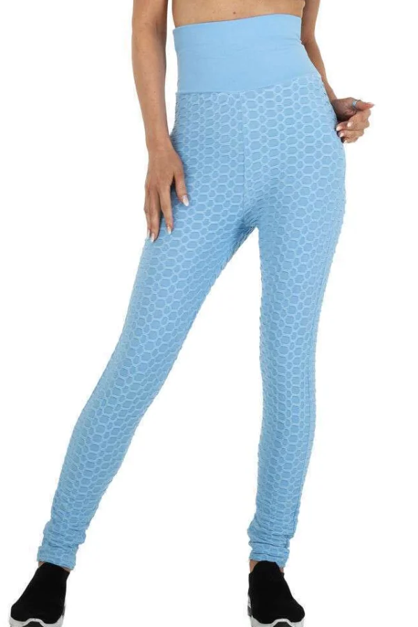 Colanti dama modelatori, Holala, model Gym Still, leggings, cu talie inalta, albastru