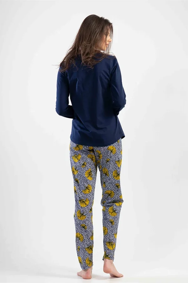 Pijamale dama, Vienetta, Always fly, bumbac, 2 nasturi, bleumarin - imagine 2
