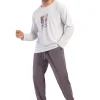 Pijamale barbati, Vienetta Man, model Town, bumbac, buzunare, mansete, gri