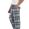 Pantaloni de pijama barbati, Vienetta Man, model Bohe, bumbac, carouri, buzunare, bej/vernil