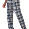 Pantaloni de pijama barbati, Vienetta Man, model Linel, bumbac, carouri, buzunare, bleumarin/crem