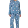 Pijama dama, Vienetta, model Puffy Pink, bumbac, usor vatuita, buzunare, mansete, albastru