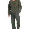 Pijama barbati, Vienetta Man, model Like a Offroad, bumbac, buzunare, carouri, verde militar
