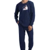 Pijamale barbati, Vienetta Man, model de Craciun Together Forever, material interlok, mansete, bumbac, bleumarin