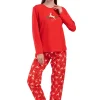Pijamale dama, Vienetta, model de Craciun Oh My Deer, bumbac, rosu