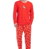 Pijamale barbati, Vienetta Man, model de Craciun Oh My Deer, bumbac, buzunare, rosu