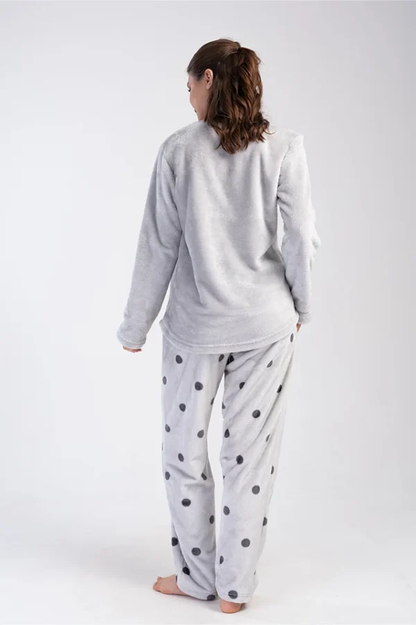 Pijamale dama Soft & Pure, Vienetta, model Friends, cocolino, buzunare, gri - imagine 2