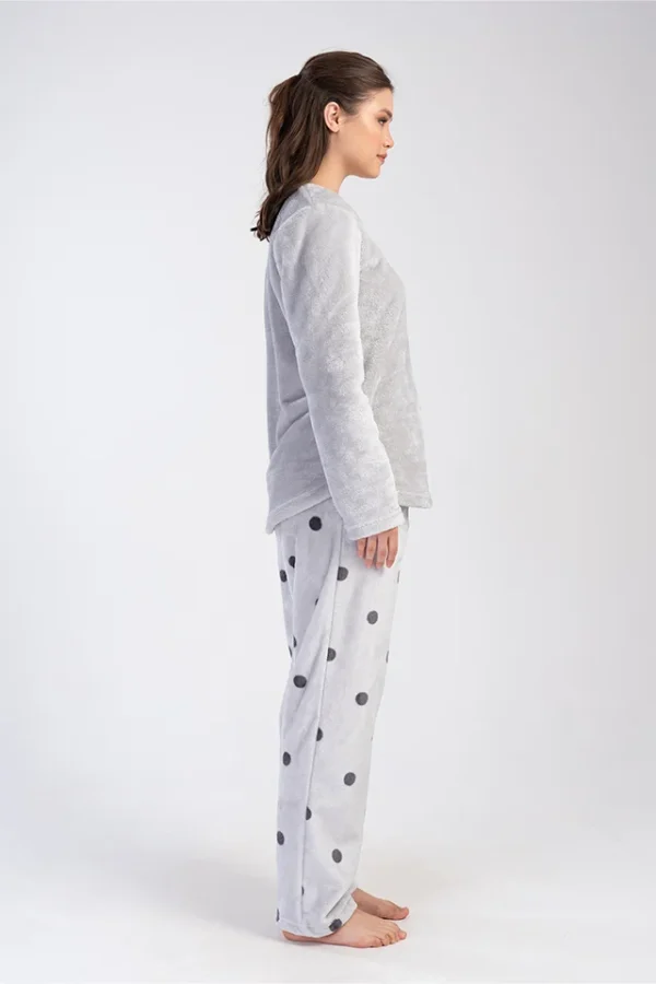 Pijamale dama Soft & Pure, Vienetta, model Friends, cocolino, buzunare, gri - imagine 4