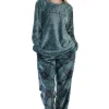 Pijamale dama soft & pure, Vienetta, model Do Epic Things, cocolino, buzunare, verde