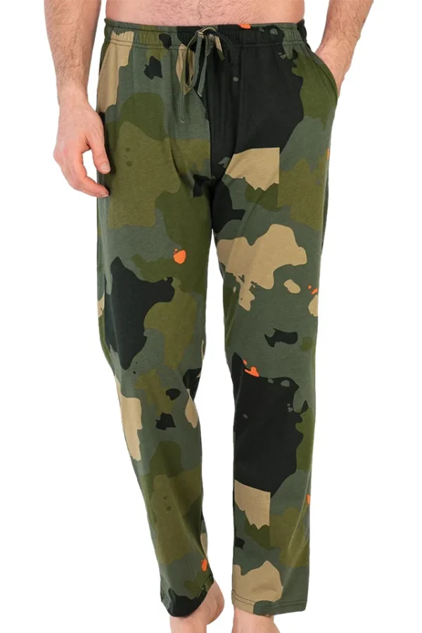 Pantaloni de pijama, Vienetta Man, model Army, buzunare, bumbac, verde militar