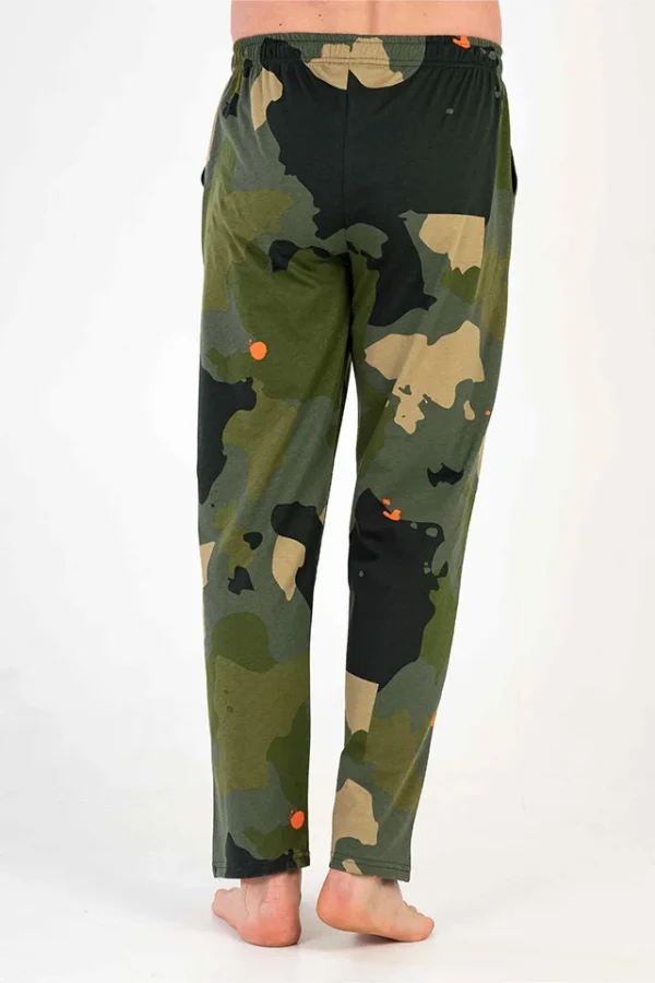 Pantaloni de pijama, Vienetta Man, model Army, buzunare, bumbac, verde militar - imagine 2