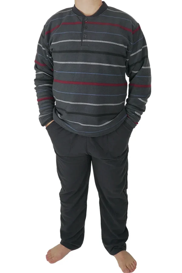 Pijamale barbati, Lindros, model Tech, polar, buzunare, gri