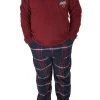 Pijamale barbati, Lindros, model Atletics, polar, buzunare, visiniu/bleumarin