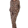 Pijamale dama, Vienetta, model SparrowDox, bumbac, buzunare, nasturi, animal print