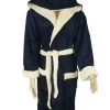 Halat baie dama, Gold, model STM, bumbac, buzunare, gluga, lung, bleumarin/crem, XL