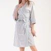 Halat dama, Vienetta, model Seample, buzunare, bumbac/poliester, gri/turcoaz, 2XL