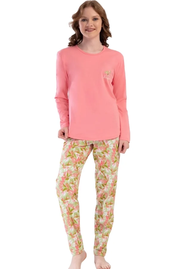 Pijamale dama, Vienetta, model Good Life, bumbac, corai