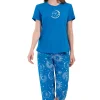 Pijamale dama, Vienetta, model Sky Dream, bumbac, albastru