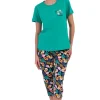 Pijamale dama, Vienetta, model In Flower, bumbac, verde